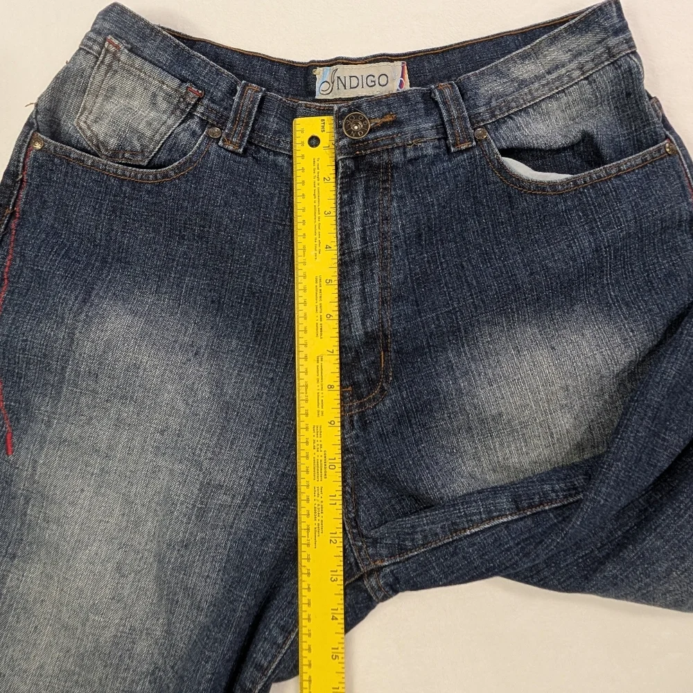 Indigo 30 Mens Baggy Skate Shorts | Embroidered Back Pockets | Y2K Streetwear 36